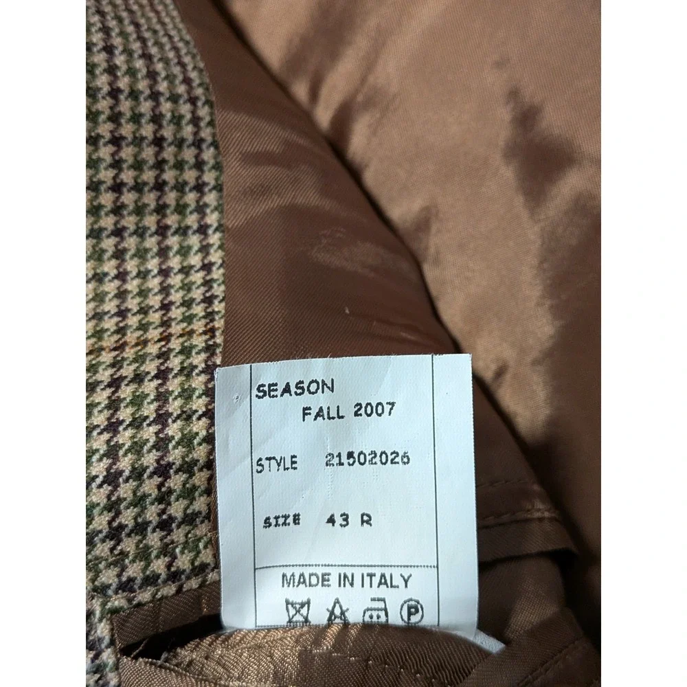 Brooks Brothers‎ Men's Brown 100% Wool Houndstooth Sport Coat Made in Italy 43R